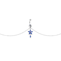Blue Gem Tropic Flower Dangle Belly Ring Belly Chain