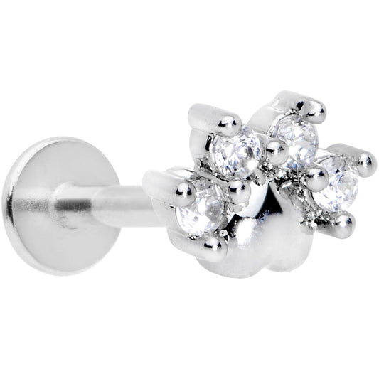 16G 5/16 Clear CZ Gem Paw Print Cat Labret Monroe Tragus