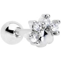 16G 1/4 Clear CZ Gem Paw Print Cat Cartilage Tragus Earring