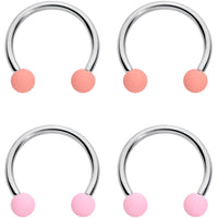 16G 3/8 Pink Peach Matte Horseshoe Circular Barbell Set of 4