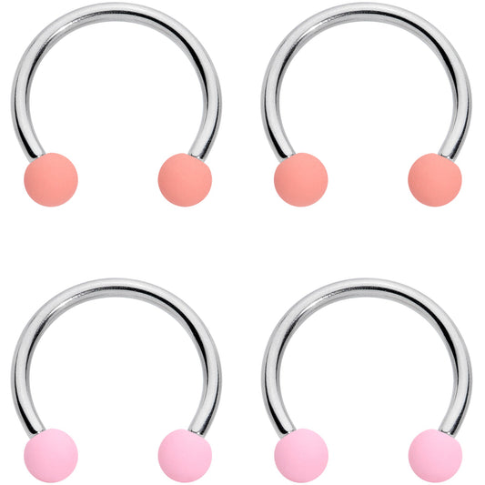 16G 3/8 Pink Peach Matte Horseshoe Circular Barbell Set of 4