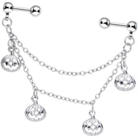 16G 1/4 Aurora Gem Pumpkin Halloween Cartilage Chain Earring