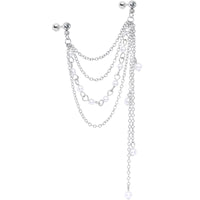 16G 1/4 Clear Gem Multiple Dangle Cartilage Chain Earring