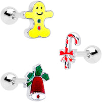 16G 1/4 Candy Gingerbread Christmas Cartilage Tragus Set of 3