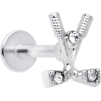 16G 5/16 Clear CZ Gem Crossed Golf Clubs Labret Monroe Tragus