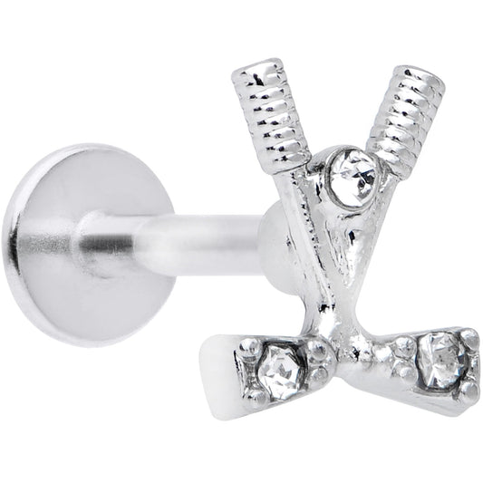 16G 5/16 Clear CZ Gem Crossed Golf Clubs Labret Monroe Tragus