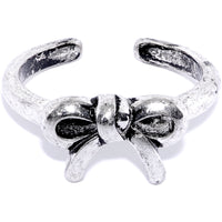 Rhodium Plated Pretty Bow Toe Ring