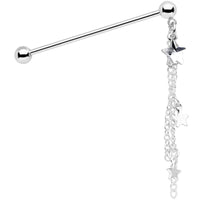 14G Clear Gem Stars Dangle Industrial Barbell 38mm