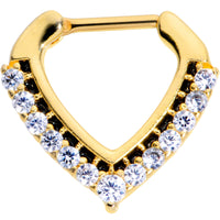 16G 5/16 Clear CZ Gem Gold Tone Chevron Septum Clicker