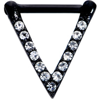 16G 5/16 Clear CZ Gem Black Sleek Triangle Septum Clicker