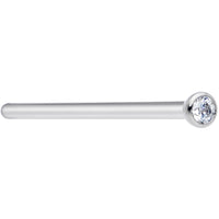 18G 3/4 Clear CZ Gem Grade 23 Titanium Fishtail Nose Ring 2mm