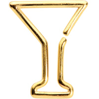 16G 5/16 Gold Tone Bottoms Up Wine Glass Closure Ring