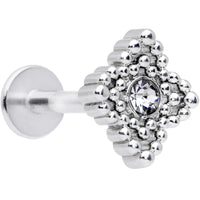 16G 5/16 Clear Gem Textured Cross Labret Monroe Tragus