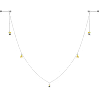 14G 9/16 Yellow Flower Bee Dangle Nipple Chain