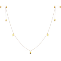 14G 9/16 Gold Tone Yellow Flower Bee Dangle Nipple Chain