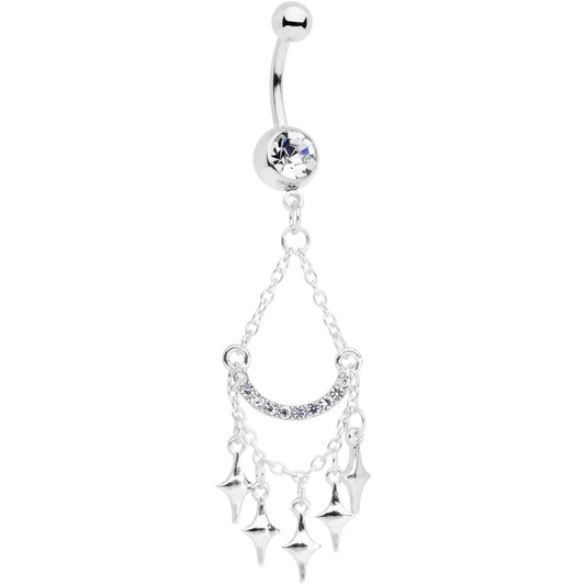 Clear Gem Double Drama Chandelier Dangle Belly Ring