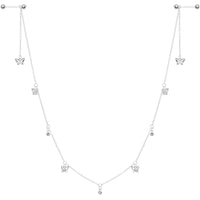 14G 9/16 Clear Gem Butterfly Dangle Nipple Chain