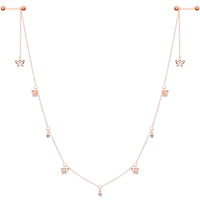 14G 9/16 Clear Gem Rose Gold Tone Butterfly Dangle Nipple Chain