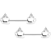 14G 9/16 Clear Gem Hot Cocoa Barbell Nipple Ring Set
