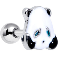 16G 1/4 Black White Round Panda Bear Cartilage Tragus Earring