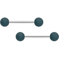 14G 9/16 Graceful Grey Matte Barbell Nipple Ring Set