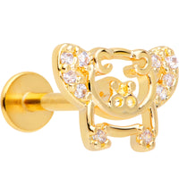 16G 5/16 Clear Gem Gold Tone Flying Pigs Labret Monroe Tragus