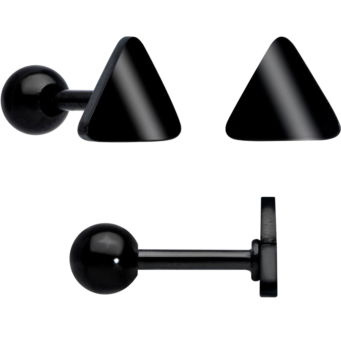 18G Clear CZ Gem Black Heart Cartilage Tragus Set of 8