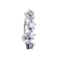 16G Solid 14K White Gold TOP MOUNT Cubic Zirconia STAR DROP Belly Ring