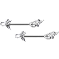 14G 9/16 Clear Gem Elegant Swirl Barbell Nipple Ring Set