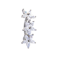 16G Solid 14K White Gold TOP MOUNT Cubic Zirconia LILY DROP Belly Ring
