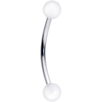 16G 9/16 White Glow in the Dark Ball End Curved Barbell