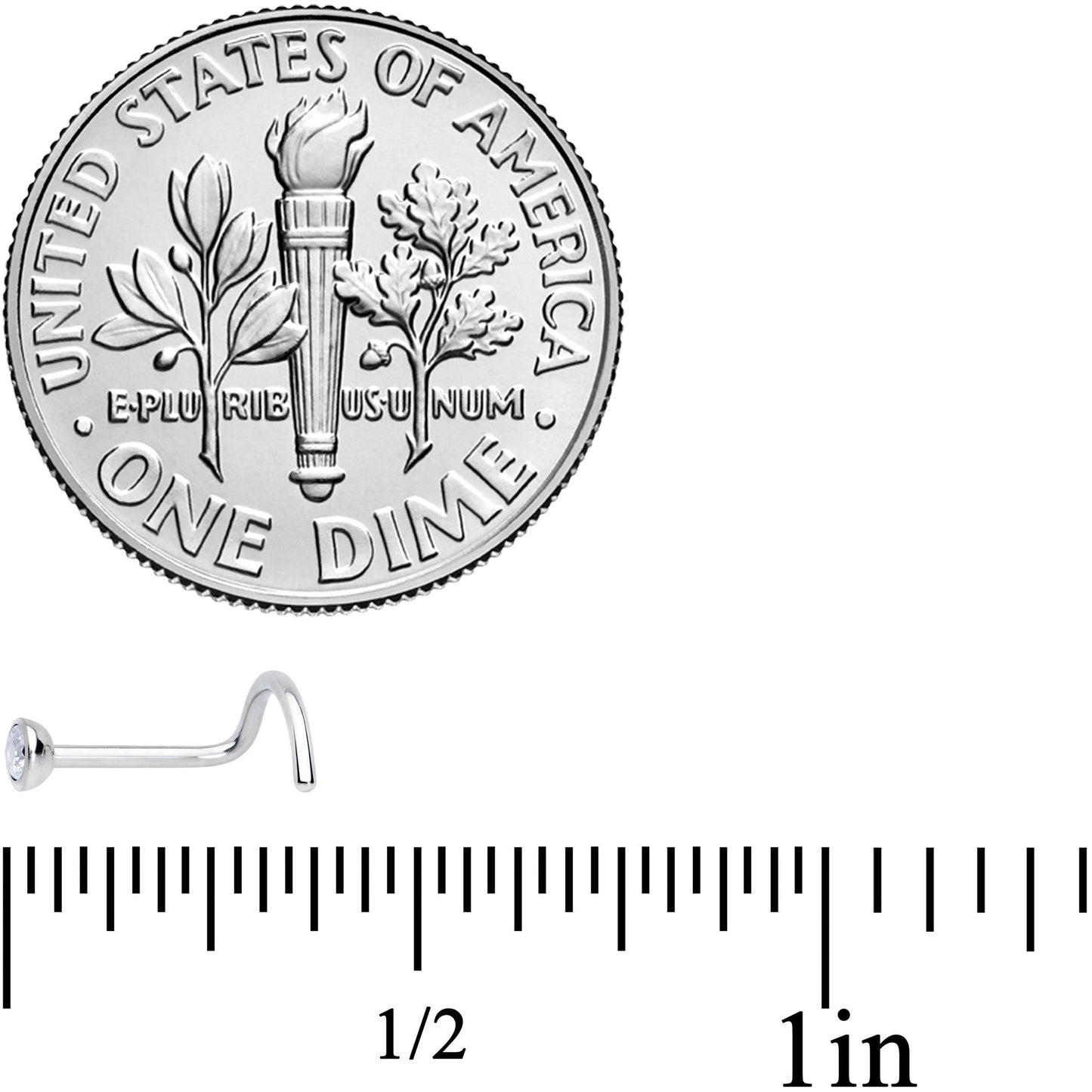 20G Clear 2.5mm Grade 23 Titanium Press Fit Left Side Nose Screw