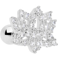 16G 1/4 Clear CZ Gem Lotus Flower Cartilage Tragus