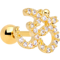 16G 1/4 Clear CZ Gem Gold Tone Amazing Om Cartilage Tragus