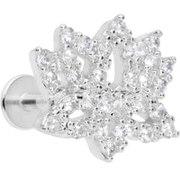 16G 5/16 Clear CZ Gem Lotus Flower Labret Monroe Tragus