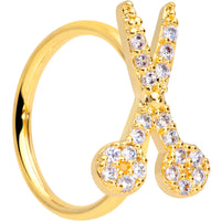 18G 3/8 Clear CZ Gem Gold Tone Shears Scissors Nose Hoop