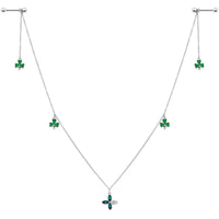 14G 9/16 Green Gem Shamrock St Patricks Day Dangle Nipple Chain