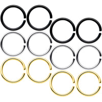18G 5/16 Black Gold Tone Anodized Seamless Circular Ring Set of 12