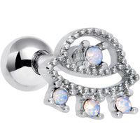 16G 1/4 White Faux Opal UFO Cartilage Tragus Earring