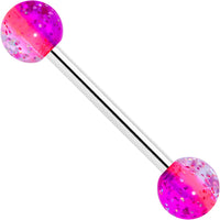 Pink Purple UV Glow Acrylic Ball Barbell Tongue Ring