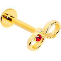 16G 5/16 Red Gem Gold Tone Infinity Love Labret Monroe Tragus