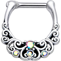 16G 3/8 Aurora Gem Scrolling Hearts Cartilage Clicker