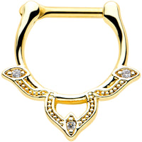 16G 3/8 Clear CZ Gem Gold Tone Triple Cats Eye Cartilage Clicker