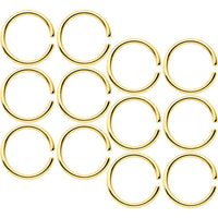18G 5/16 Gold Tone Anodized Seamless Circular Ring Set of 12