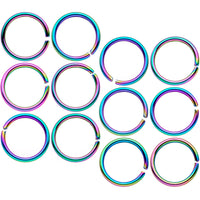18G 5/16 Rainbow Anodized Seamless Nose Hoop Set of 12