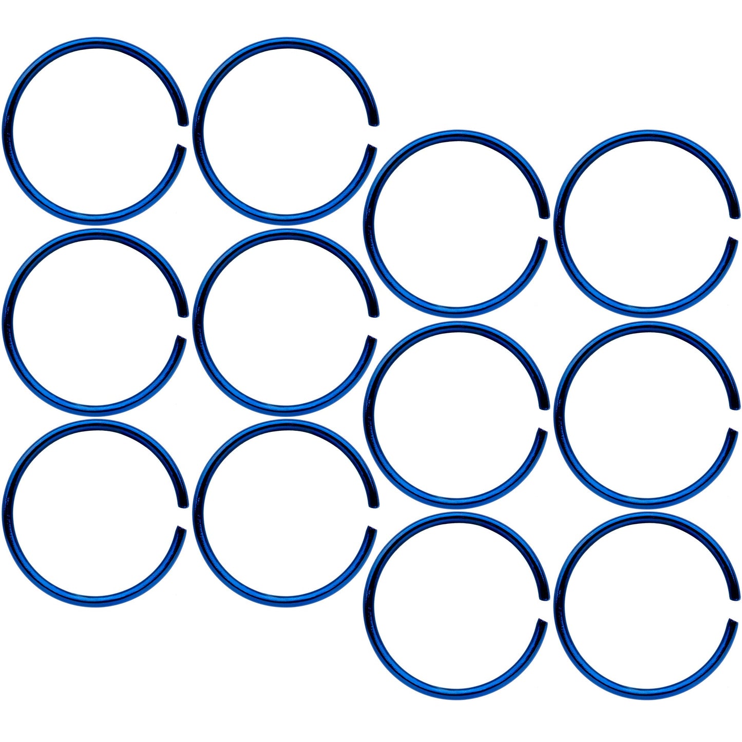 22G 5/16 Blue Anodized Seamless Circular Ring Set of 12
