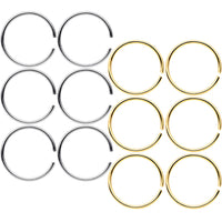 22G 5/16 Steel Gold Tone Anodized Seamless Circular Ring Set of 12