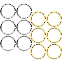 18G 5/16 Steel Gold Tone Anodized Seamless Circular Ring Set of 12