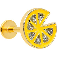 16G 5/16 Clear Gem Gold Tone Tasty Orange Fruit Labret Tragus