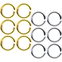 14G 5/16 Steel Gold Tone Seamless Cartilage Ring Set of 12